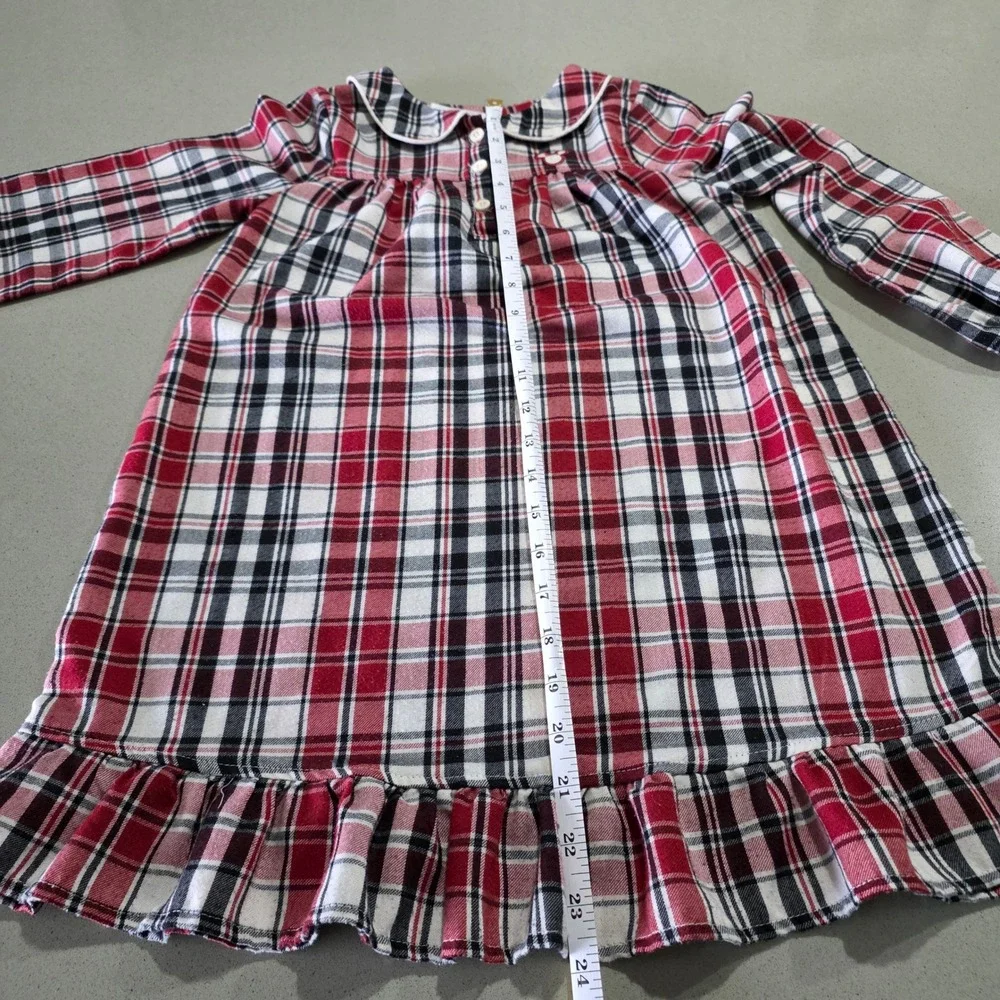 Disney‎ Kids Red Plaid Mickey Mouse Nightgown Collar Ruffle Hem Size 5/6 - Picture 5 of 9